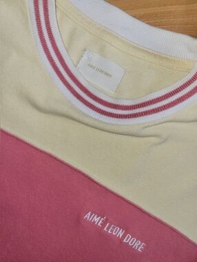 Aime Leon Dore Men’s Colorblock Ringer Pastel Striped Crewneck T-Shirt, Large